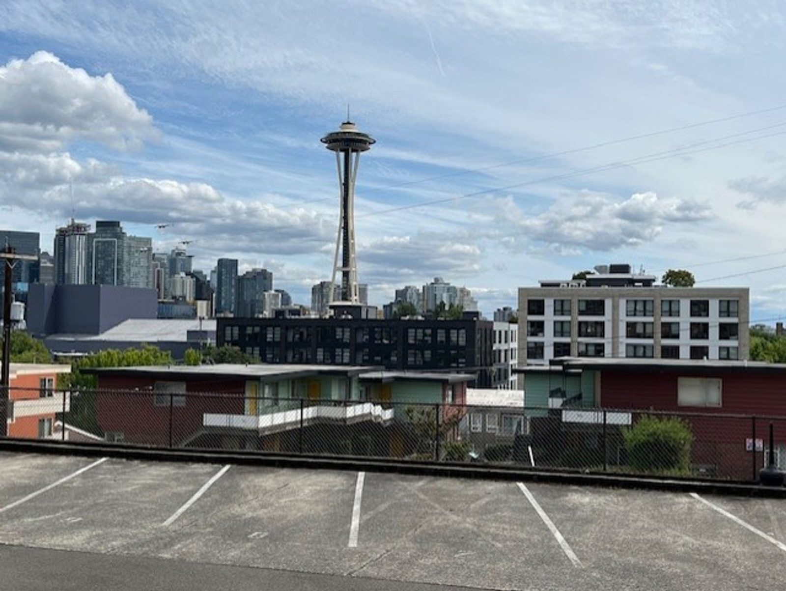 Skyline beyond the parking area